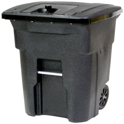 The Toter 64-gallon two-wheel trash cart dimensions are 31-12 inches long, 24-14 inches wide, and 41-34 inches high. . Lowes trash cans outdoor
